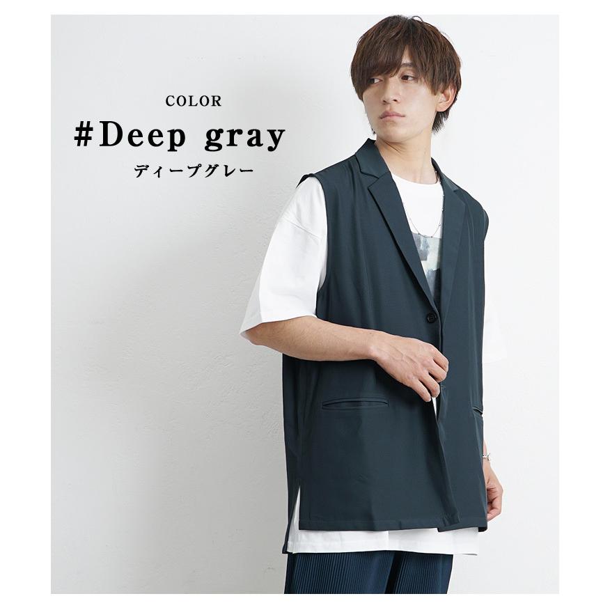 ジレ メンズ ベスト 夏 ブランド品専門の ロングジレ 夏服 重ね着風トップス 韓国ファッション カジュアル