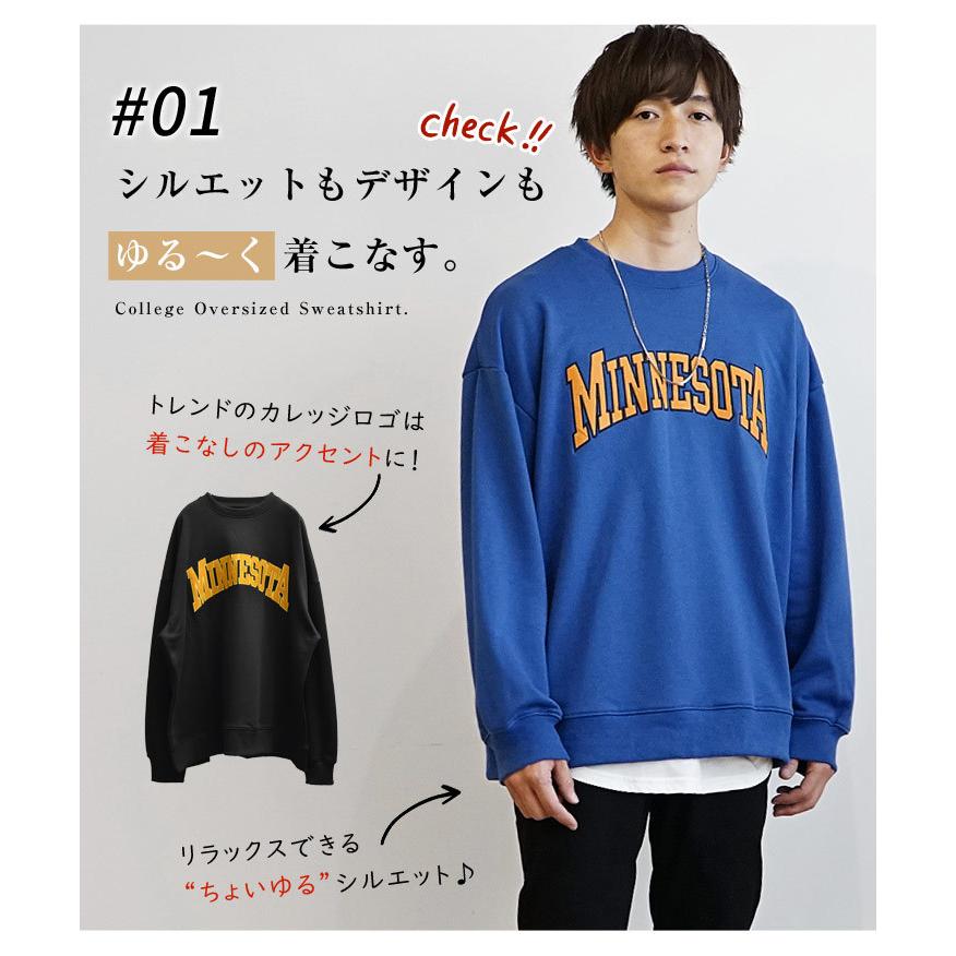 MinoriTY オーバーサイズ トレーナー メンズ カレッジトレーナー