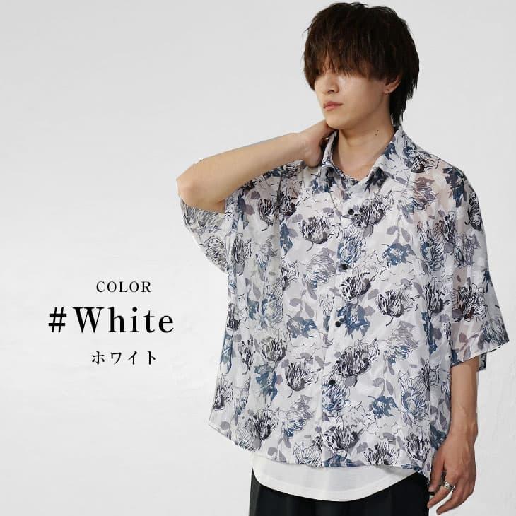 MinoriTY（マイノリティ） シャツ メンズ 花柄 シアー素材 透け感 半袖