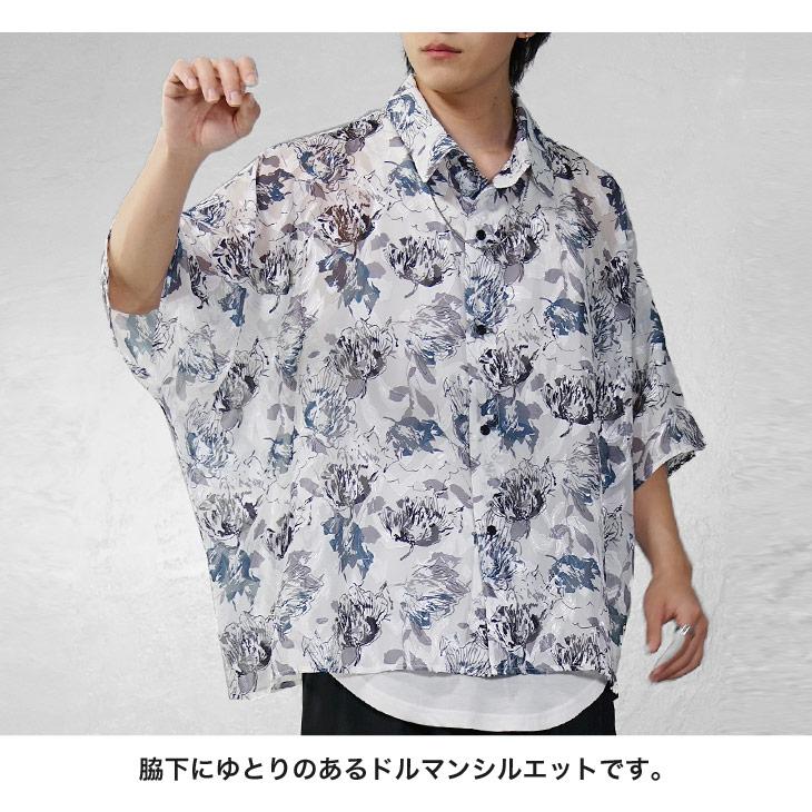 MinoriTY（マイノリティ） シャツ メンズ 花柄 シアー素材 透け感 半袖