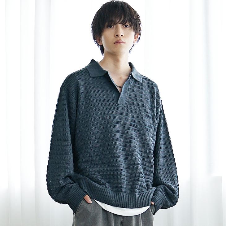 MinoriTY ポロシャツ メンズ スキッパー ニット ニットポロ MinoriTY ポロシャツ メンズ スキッパー ニット ニットポロ