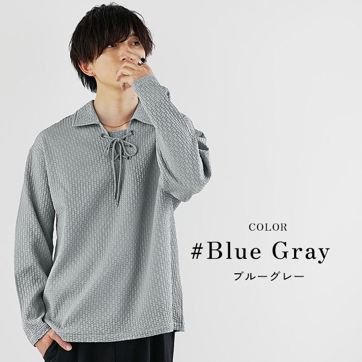 STONE  グレー 長袖ポロシャツ STONE グレー 長袖ポロシャツ STONE グレー 長袖ポロシャツ MEN カラー