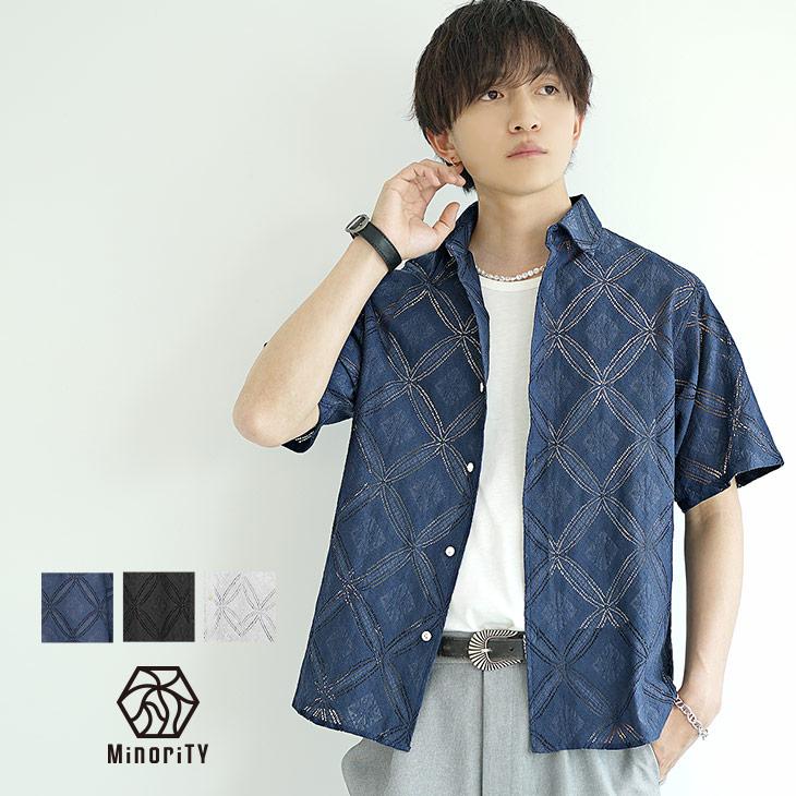 MinoriTY（マイノリティ） シャツ 半袖 メンズ レースシャツ 半袖