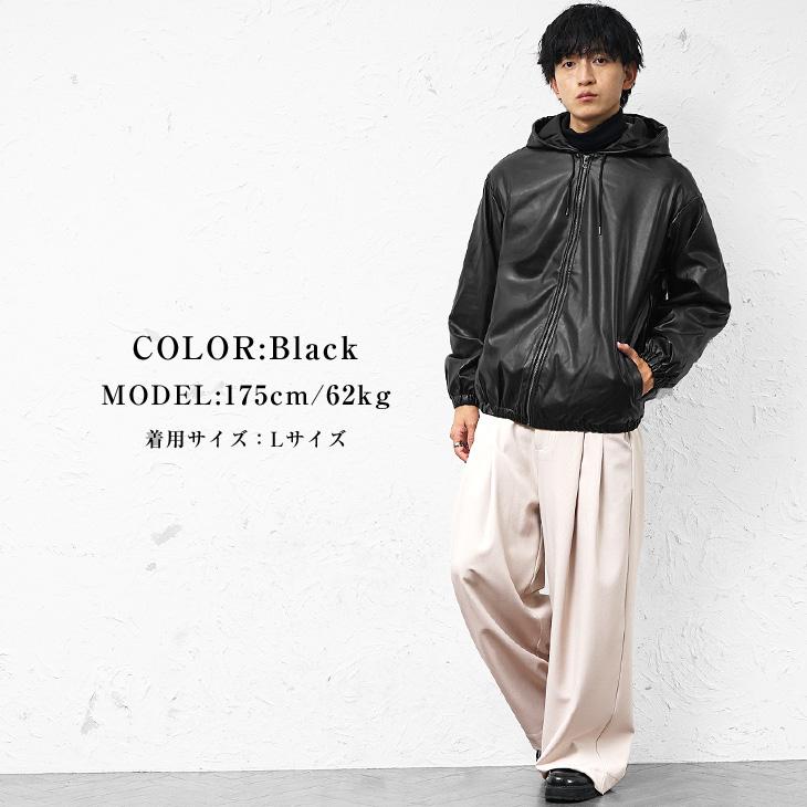 MinoriTY（マイノリティ） パーカー メンズ ジップアップ 黒 レザー