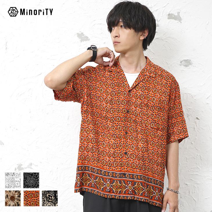 MinoriTY（マイノリティ） オーバーサイズ シャツ メンズ 半袖 総柄