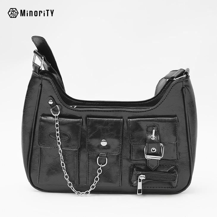 ショルダーバッグ☝ブラック☞チェーン MinoriTY（マイノリティ） ショルダーバッグ メンズ チェーン ミニマル