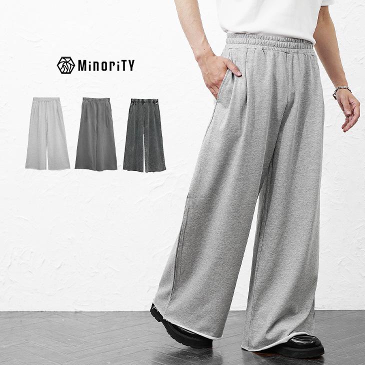 タマキニイメ【2】サルエルパンツ グレー系 ウエストゴム カジュアル レトロ MinoriTY（マイノリティ） スウェットパンツ メンズ グレー 切りっ