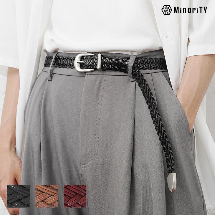 MinoriTY（マイノリティ） ベルト メンズ 細め 編み込み メッシュ