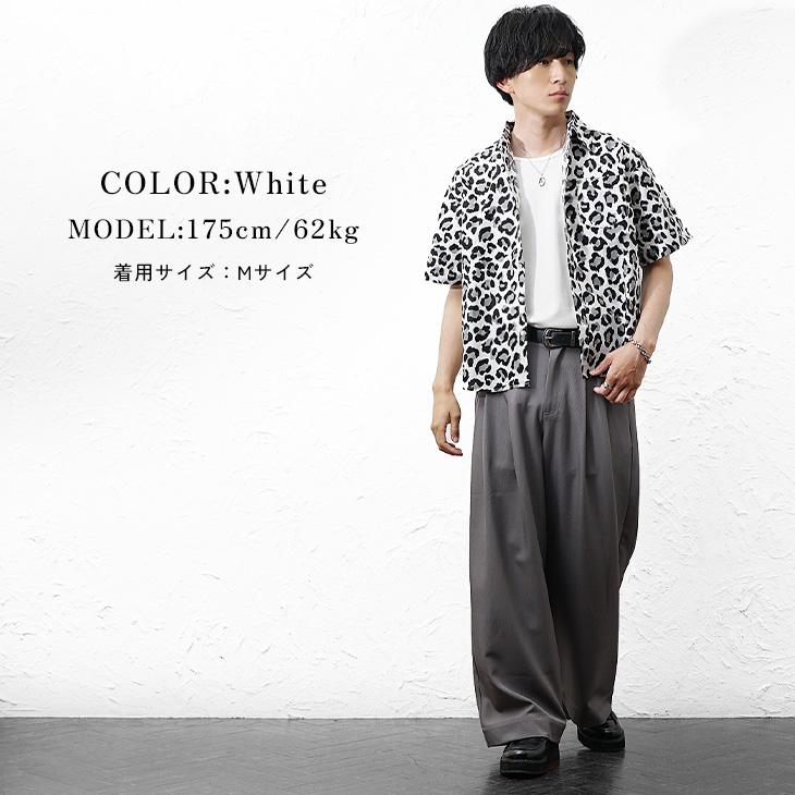 MinoriTY（マイノリティ） シャツ 半袖 柄シャツ メンズ ヒョウ柄 短丈
