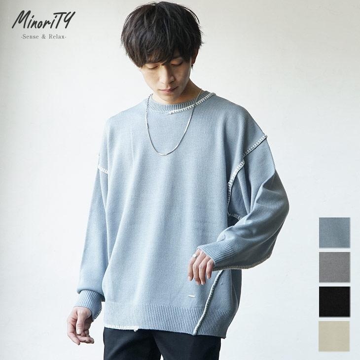 MinoriTY オーバーサイズ メンズ ニット デザインニット 春 セーター 