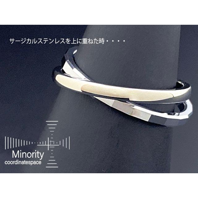 ≪メンズ≫ タングステン × サージカルステンレス  耐金属アレルギー 2重リング　指輪（シルバーカラー）17号｜minorityplus｜05