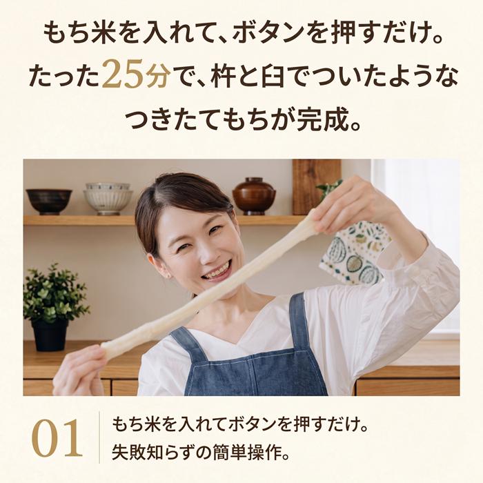 餅つき機 つき姫 3合 家庭用 小型 コンパクト 日本製 リッチホワイト