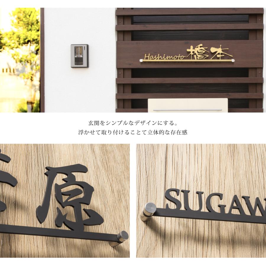 ステンレス表札 アイアン 表札 漢字と英字アルファベットの2つを併記