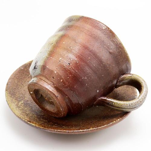 備前焼 コーヒーカップ＆ソーサセット 作家 石田育男 bizen
