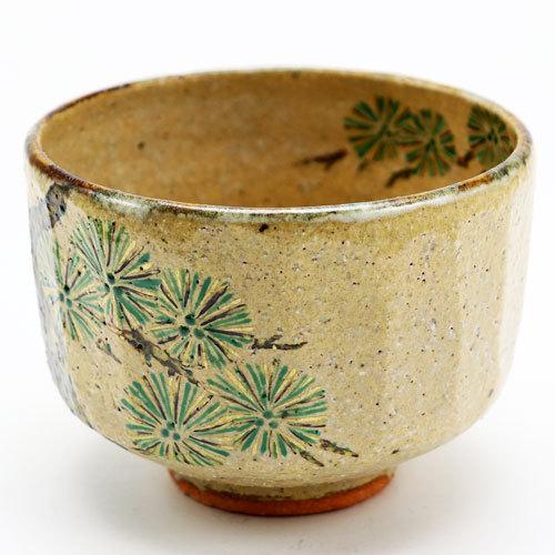 抹茶茶碗 唐松絵 通年物 中村良二作 茶道具 陶磁器 茶の湯用品 抹茶