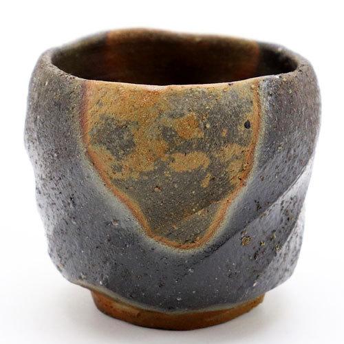 備前焼 窯変面取り ぐい呑み 猪口 酒器 陶器 : bizen-syuki-251218-1 