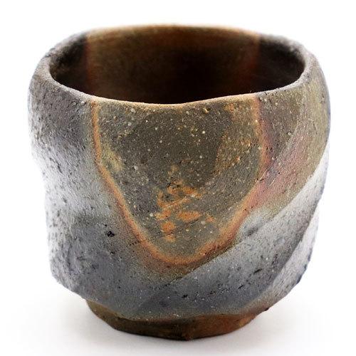 備前焼 窯変面取り ぐい呑み 猪口 酒器 陶器 : 抹茶やお茶と茶道具の茶