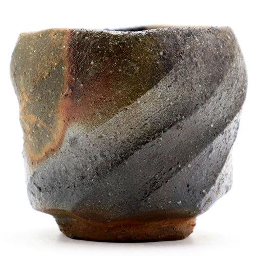 備前焼 窯変面取り ぐい呑み 猪口 酒器 陶器 : 抹茶やお茶と茶道具の茶