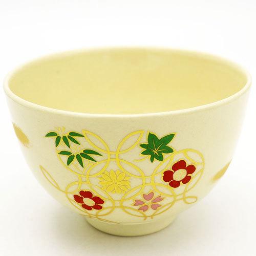 抹茶茶碗 花七宝 通年物 茶の湯 お稽古用 茶道具 陶磁器 茶の湯用品