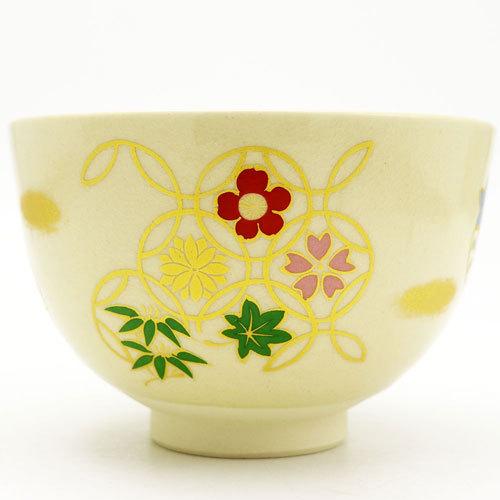 抹茶茶碗 花七宝 通年物 茶の湯 お稽古用 茶道具 陶磁器 茶の湯用品