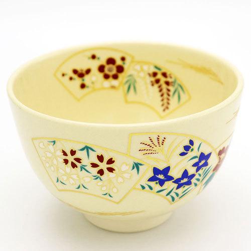 抹茶茶碗 扇面 通年物 茶の湯 お稽古用 茶道具 陶磁器 茶の湯用品 抹茶