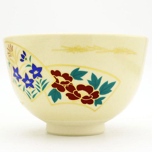 抹茶茶碗 扇面 通年物 茶の湯 お稽古用 茶道具 陶磁器 茶の湯用品 抹茶