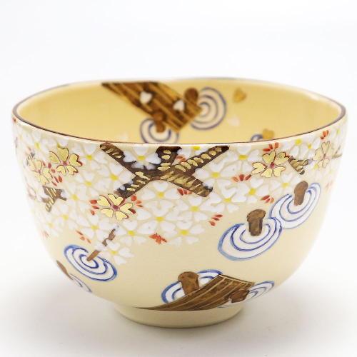 抹茶碗 桜橋 春物 鈴木一点作 木箱入り 茶道具 茶器 茶道具類 茶の湯