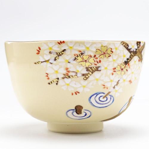 抹茶碗 桜橋 春物 鈴木一点作 木箱入り 茶道具 茶器 茶道具類 茶の湯