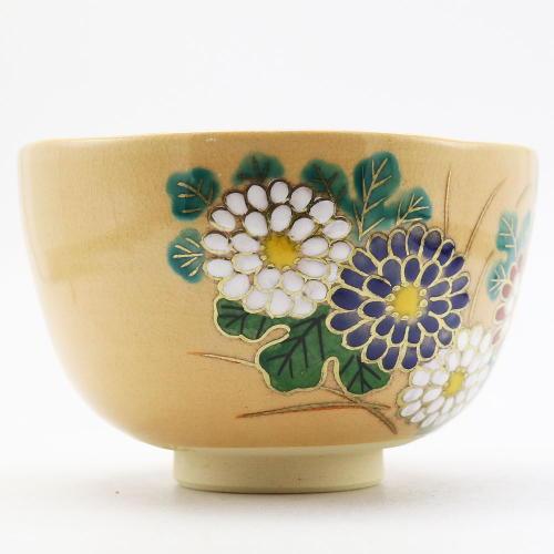 抹茶碗 色絵茶碗 「菊」 木箱入り 秋物 作家 鈴木一点 作 茶器 抹茶碗 色絵茶碗 「菊」 木箱入り 秋物 作家 鈴木一点 作 茶器