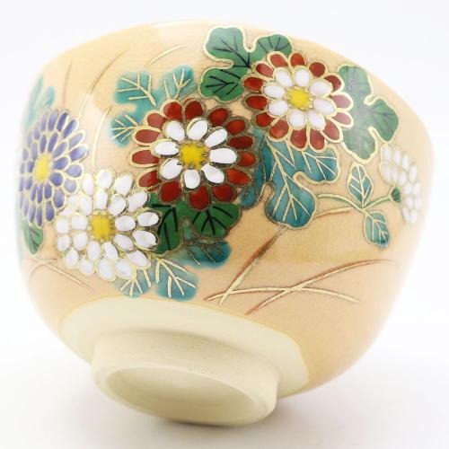 抹茶碗 色絵茶碗 「菊」 木箱入り 秋物 作家 鈴木一点 作 茶器 抹茶碗 色絵茶碗 「菊」 木箱入り 秋物 作家 鈴木一点 作 茶器