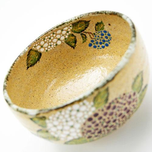 抹茶碗 紫陽花絵 灰釉茶碗 中村良二作 夏物 茶道具 陶磁器 抹茶碗 紫陽花絵 灰釉茶碗 中村良二作 夏物 茶道具 陶磁器
