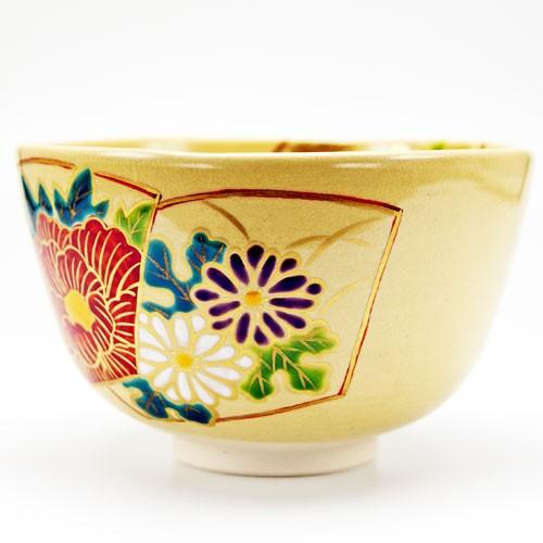 抹茶茶碗 地紙四季草花 通年物 鈴木一点作 茶道具 陶磁器 茶の湯用品