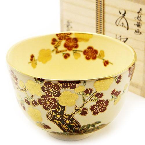 色絵梅画 相模竜泉作 共箱 抹茶碗（gc12） 抹茶茶碗 梅 冬物 相模竜泉 茶道具 陶磁器 茶の湯用品 お点前用 : 抹茶