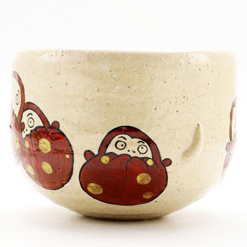 茶碗、色絵、道長の取り文、中村良二作 茶碗、色絵、道長の取り文、中村良二作