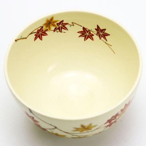 抹茶茶碗 色絵 紅葉 志峰作 秋物 陶磁器 茶道具 茶の湯用品 お点前用