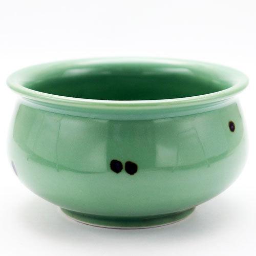 岡本英山 虫明焼 建水 茶こぼし 茶道具 茶器 抹茶 茶陶 容器 食器 工芸品 建水 こぼし 青磁 茶道具 陶磁器 茶の湯用品 お点前用 : 抹茶やお茶と