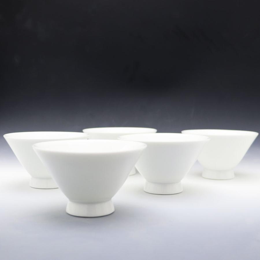 煎茶用茶碗 朝顔型 茶師用 5個セット 白磁 美濃焼 茶器 陶磁器 煎茶用茶碗 朝顔型 茶師用 5個セット 白磁 美濃焼 茶器 陶磁器