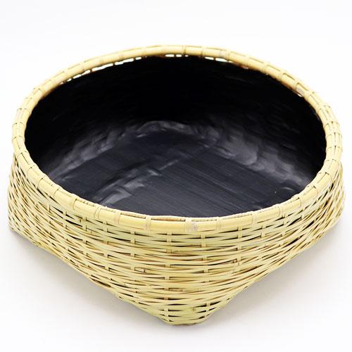 松葉編炭取 風炉用 松本頌竹作 炭斗 炭道具 竹製 茶道具 茶の湯用品