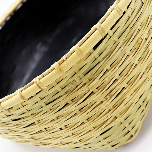 松葉編炭取 風炉用 松本頌竹作 炭斗 炭道具 竹製 茶道具 茶の湯用品
