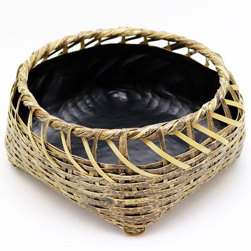 水尾炭取籠 風炉用 松本頌竹作 炭斗 炭道具 籐製 茶道具 茶の湯用品
