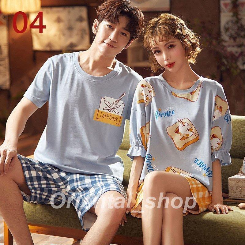 公式通販 パジャマ 夏 レディース メンズ ペアルック 半袖 ルームウェア 綿 カップル 恋人 お揃い 可愛い 部屋着 上下セット ペアパジャマ ギフト 寝巻き Aynaelda Com