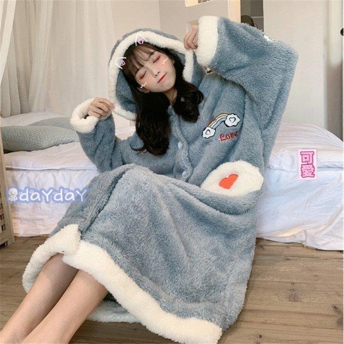 もこもこパジャマ 着ぐるみ ルームウェア 冬用 ガウン レディース ナイトウェア 長袖 前開き 防寒 あったか ロング おしゃれ ふわふわ 着る毛布 厚手 Ar2lgmj3y3 Anzanatitlan Org