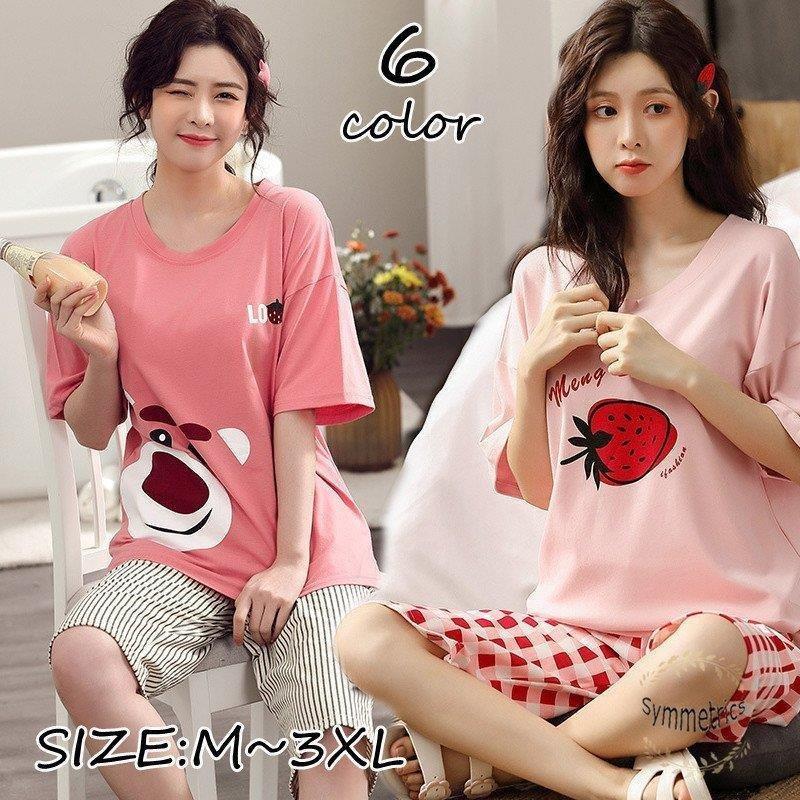 下着 靴下 部屋着 くすみ水色 パジャマ ルームウェア レディース 春 夏 半袖 パジャマ 綿ルームウェア チェック柄 大きいサイズ 七分丈パンツ上下セット 可愛い パジャマ 女性 部屋着 寝間き T1k9awlafn Www Tritop Com Br