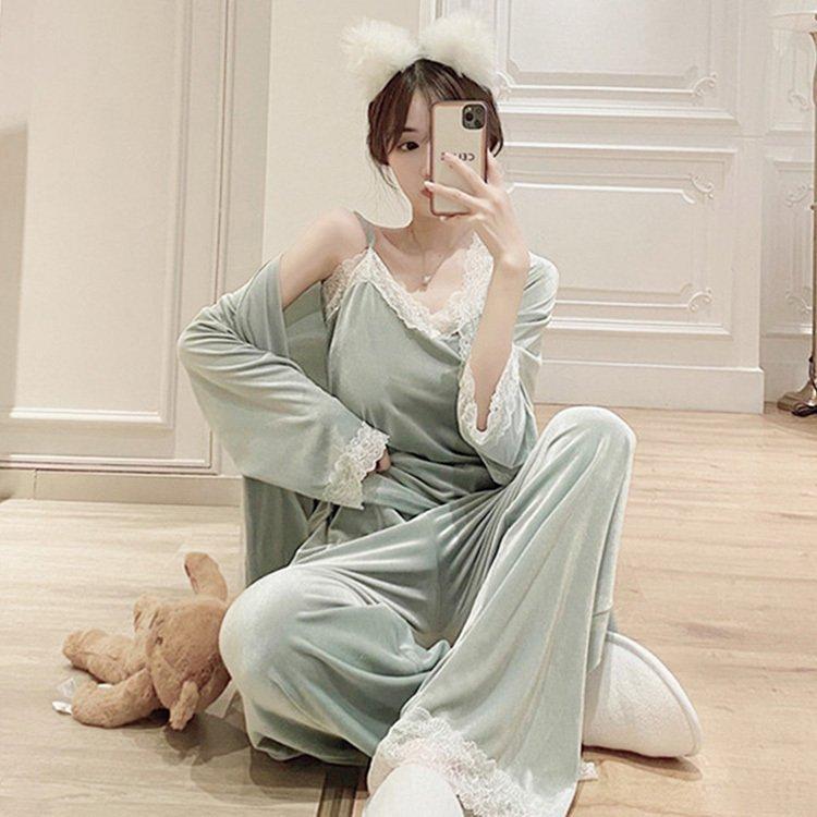 パジャマ4点セットルームウェア レディース 秋冬 長袖パジャマ ベルベット レースガウン ルームウェア 暖かい 大人可愛い パジャマ 女性 部屋着 きれい Odygwdrmms Www Sindicatodechoferescatamayo Com