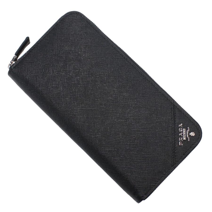 プラダ PRADA ラウンドファスナー 長財布 ロゴ シルバー2ML317 QME F0002NERO ブラックの画像