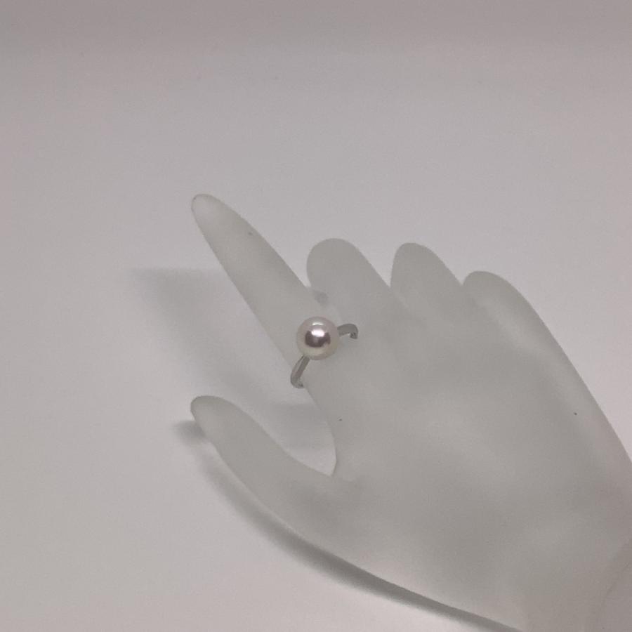 オーロラ花珠 あこや真珠リング アコヤ真珠 指輪 9.1mm 真珠科学研究所 鑑別書付 冠婚葬祭 成人式 プレゼントの画像