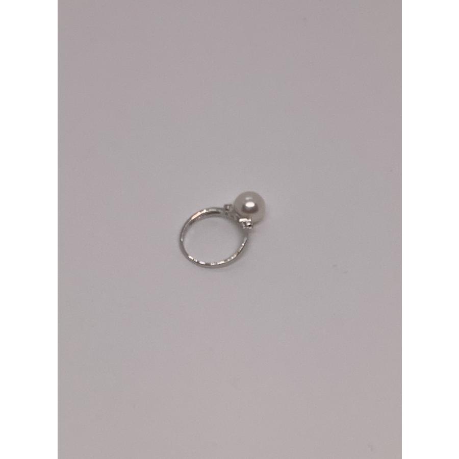 オーロラ花珠 あこや真珠リング 指輪 9.0mm 真珠科学研究所 鑑別書付 冠婚葬祭 成人式 プレゼント ダイヤモンドの画像