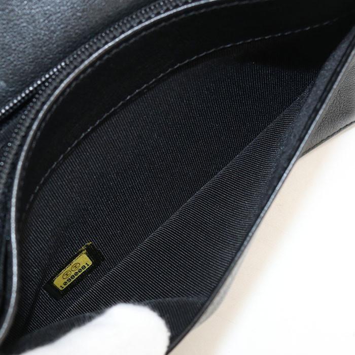 【中古】CHANEL シャネル 長財布二折 レザー ココマーク ブラック レディース ブランド Aランクの画像