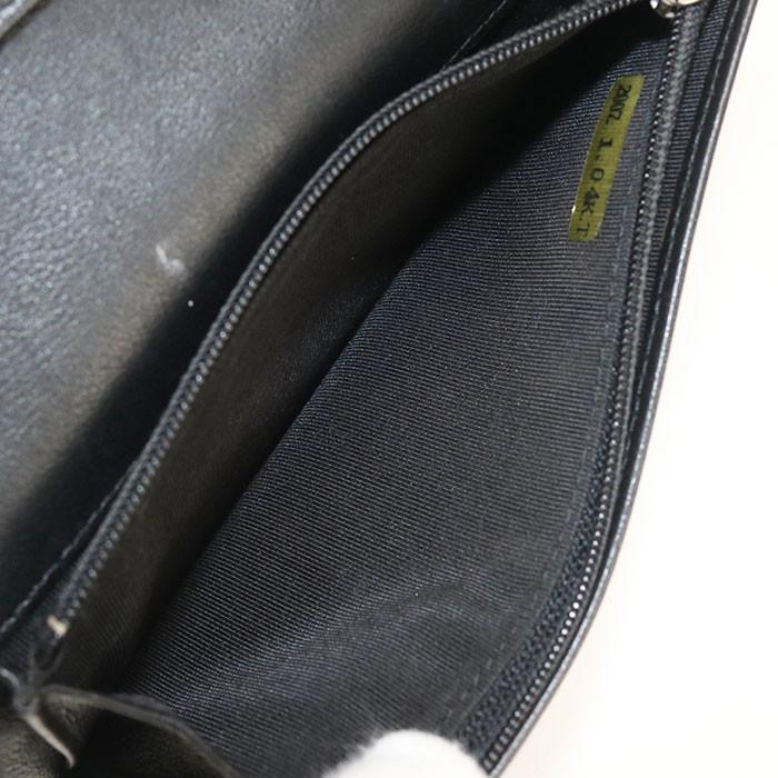 【中古】CHANEL シャネル 長財布二折 レザー ココマーク ブラック レディース ブランド Aランクの画像
