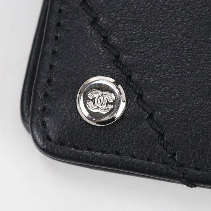 【中古】CHANEL シャネル 長財布二折 レザー ココマーク ブラック レディース ブランド Aランクの画像